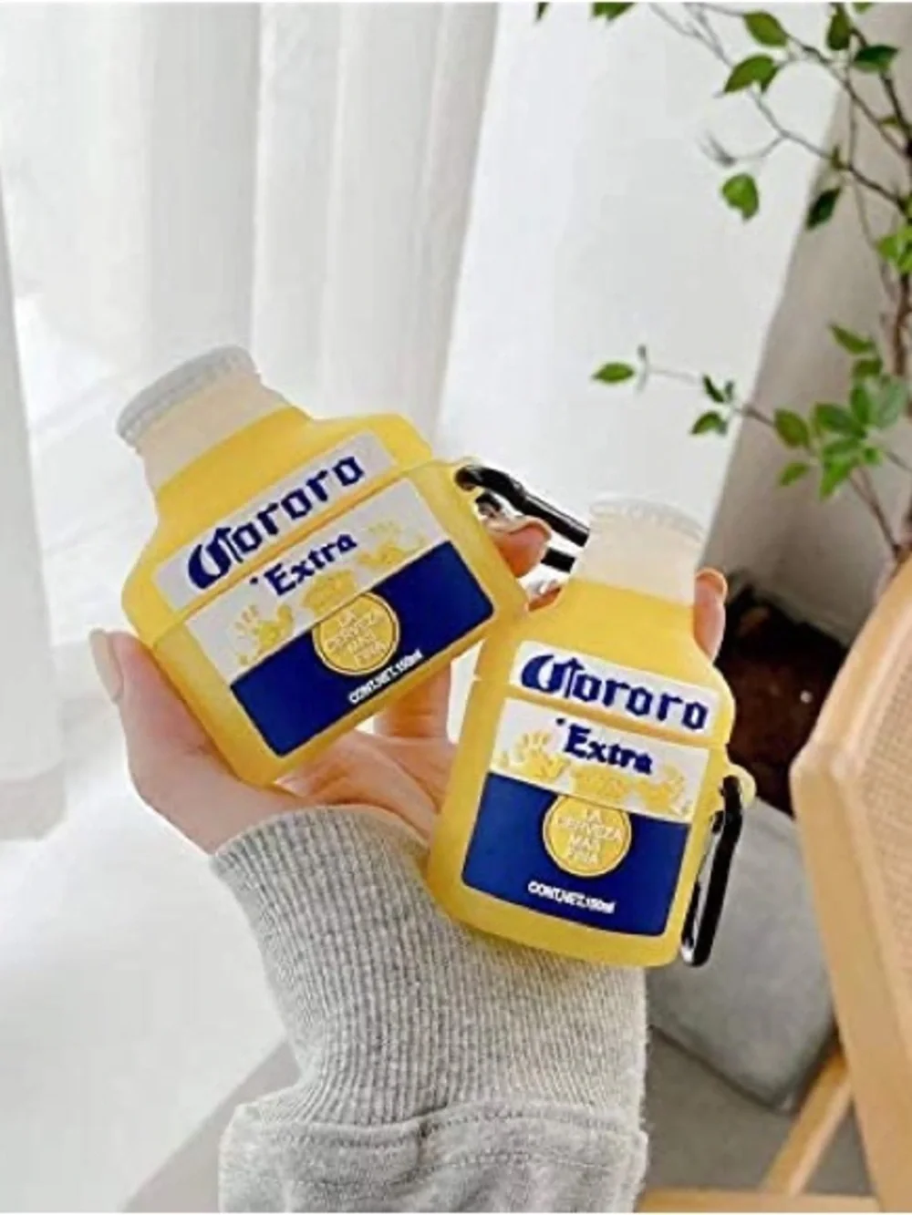 Corona Extra Yellow Bottle Silicone Keychain AirPod Case